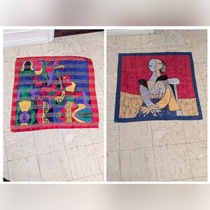 Colorful Abstract Art Silk Picasso Scarves - Dual Designs